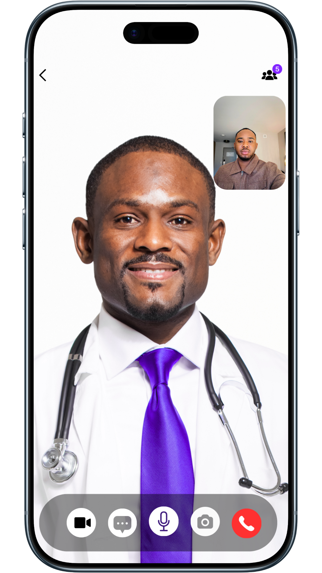 Qureo video consultation screen showing a patient speaking with a healthcare professional