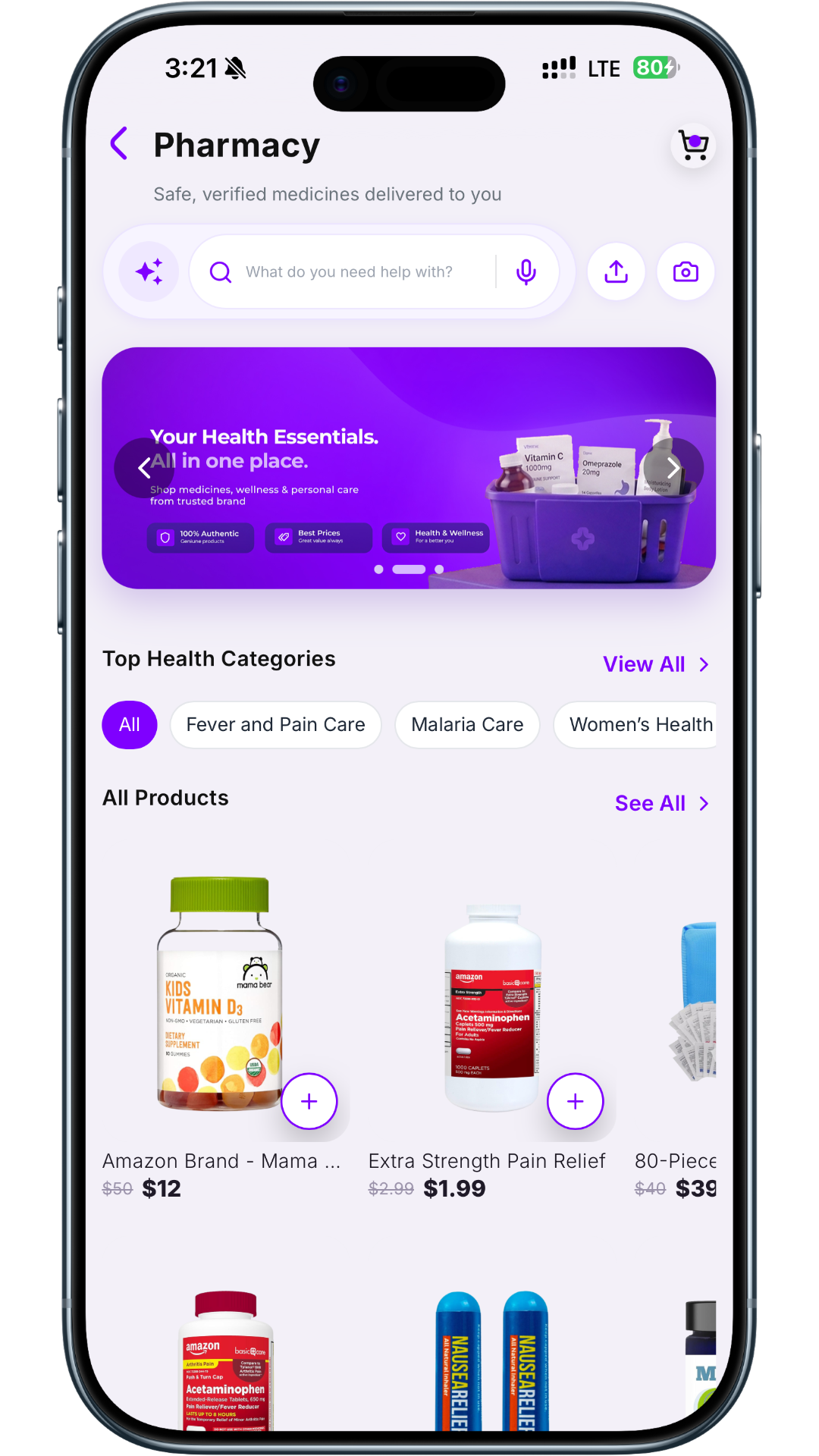 Pharmacy screen showing a medicine request from a prescription