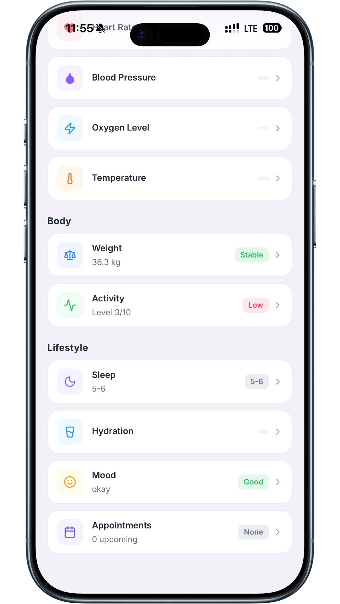 Remote Monitoring screen showing tracked metrics and follow-up context