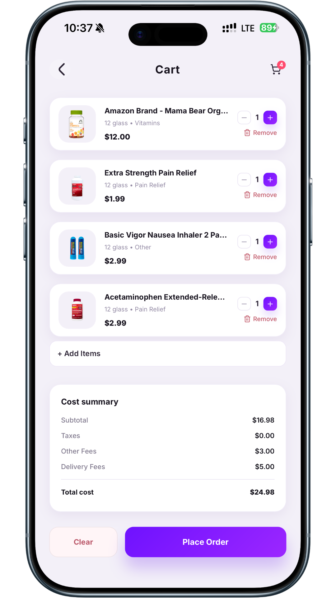 Pharmacy screen showing fulfilment at a participating pharmacy